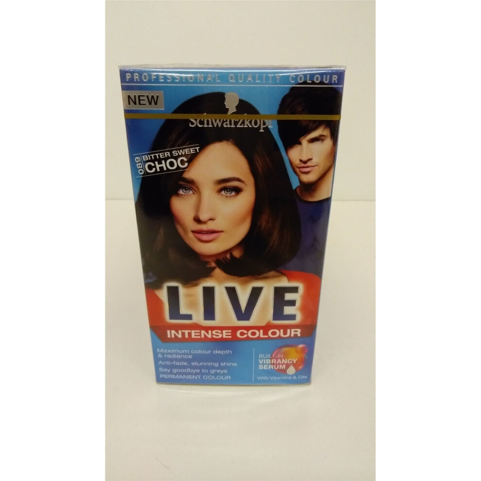 Schwarzkopf LIVE Intense Colour Permanent 089 Bitter Sweet Chocolate - Pack of 3