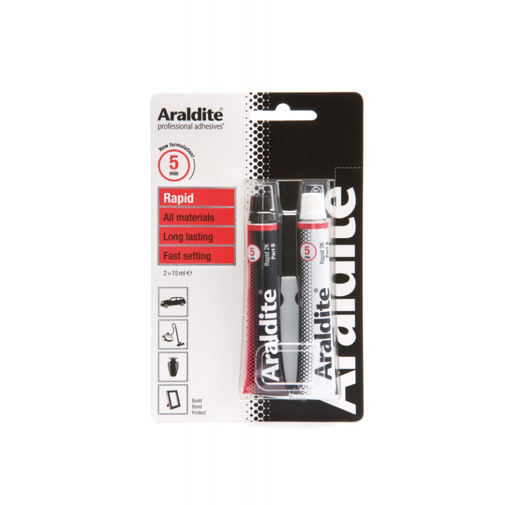 15ml Pack Of 2 Araldite Rapid Epoxy Tubes - Strong Adhesive Glue -  rapid araldite tubes 2 15ml epoxy strong adhesive glue