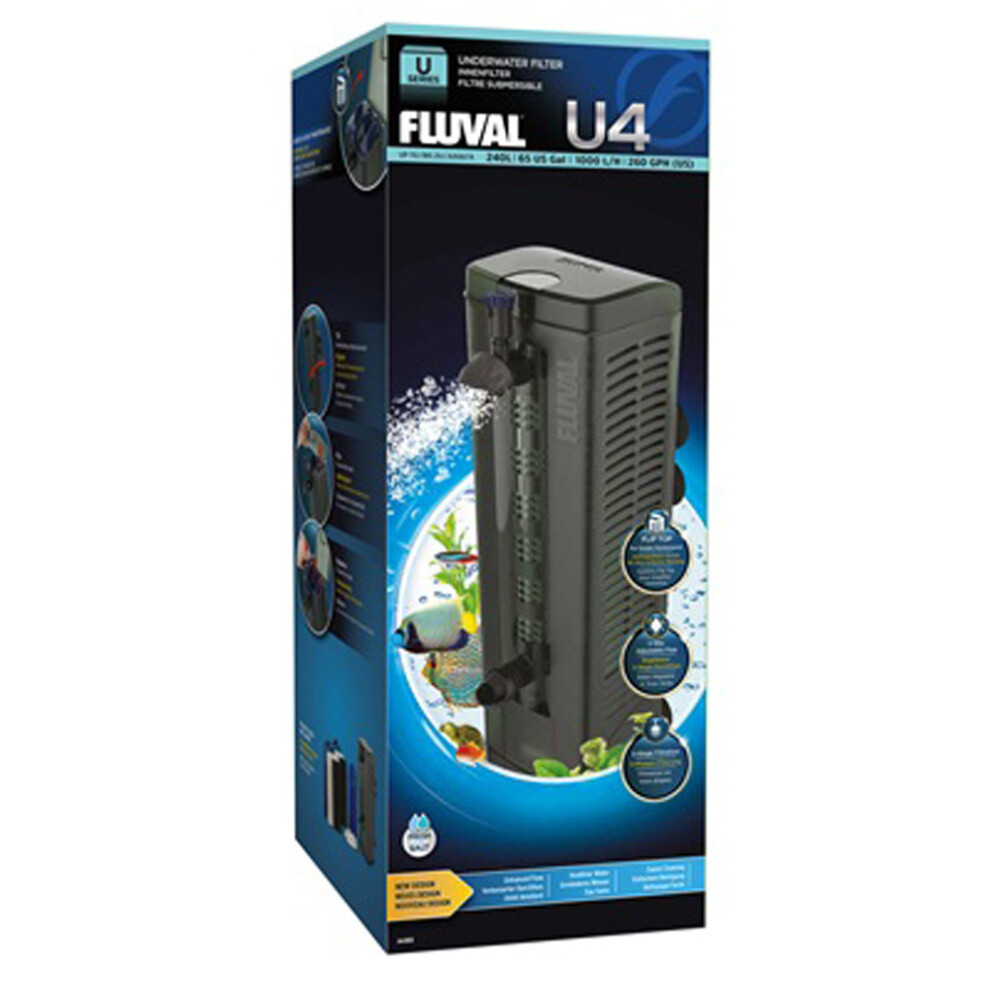 Fluval U4 Underwater Filter 240 L (65 gal) - 3-Stage Filtration, BIOMAX, 3-Way Flow Control, Vertical/Horizontal Install, A480
