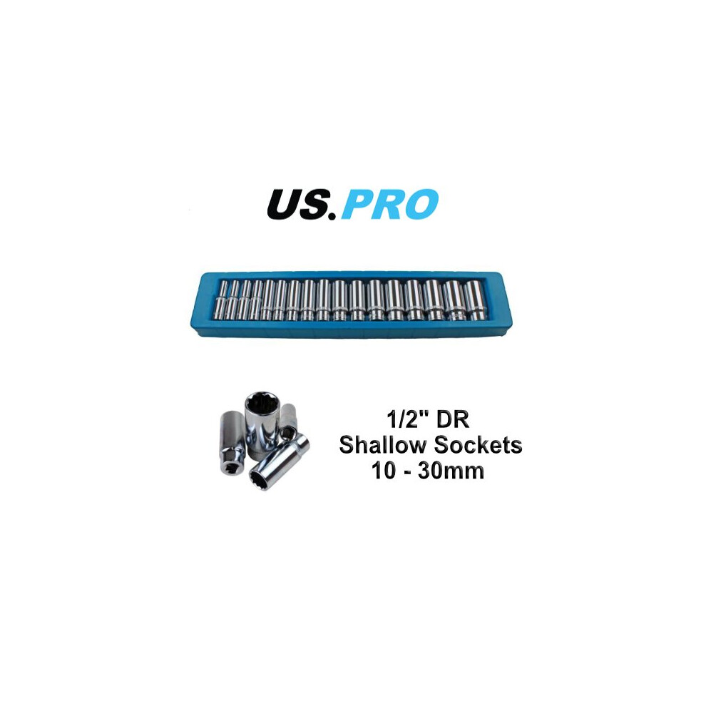 US PRO 17pc 3/8 dr Deep Sockets 12 point 8 - 24mm 1393