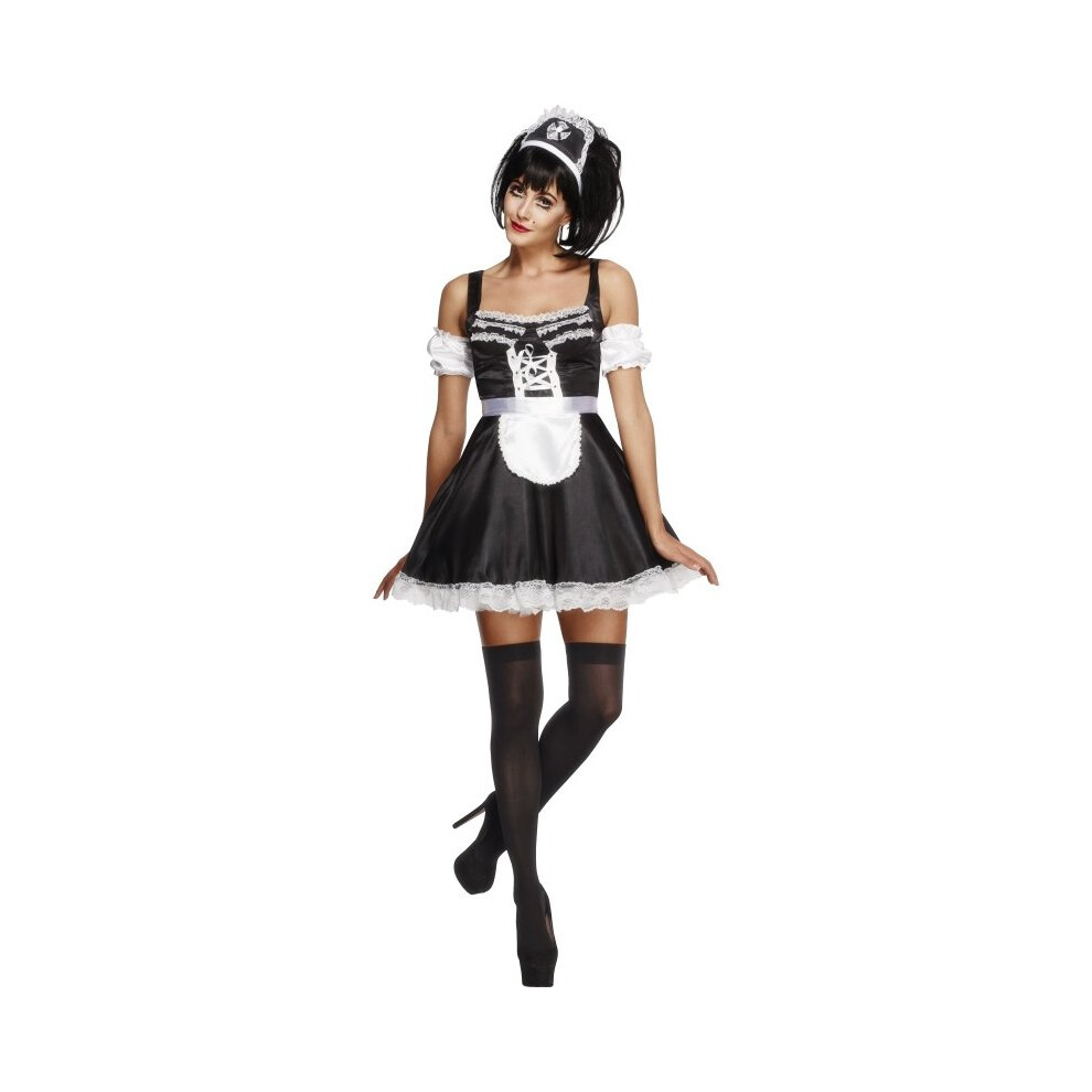 Smiffy's Adult Women's Fever Flirty French Maid Costume, Dress, Headpiece And - - maid french costume fancy dress outfit ladies flirty womens adult Sm