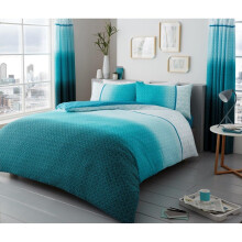 (Double) Urban Ombre teal cotton blend duvet cover