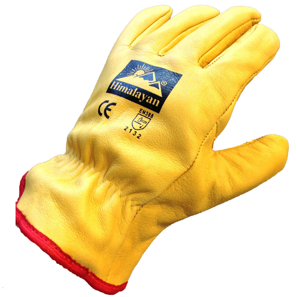 (Medium - Size 8) Himalayan H310 Fleece-Lined Leather Gloves | Thermal Work/Drivers Gloves PPE