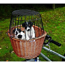 Cesta delantera para bicicleta - TRIXIE - 444833 cm - Natural - Para perros - Rejilla protectora