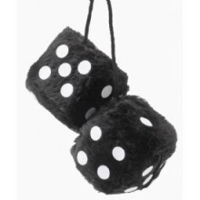 7 x 7cm Black Furry Dice Car Hangers - Sume Hanging Dados20cm Soft Fluffy - 7 sumex black furry car hanging dice dados20 cm soft fluffy