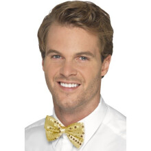 Smiffy's Men's Sequin Bow Tie (gold) - Fancy Dress Bow Accessory Mens Ladies - sequin fancy dress bowtie accessory mens ladies cabaret party adult