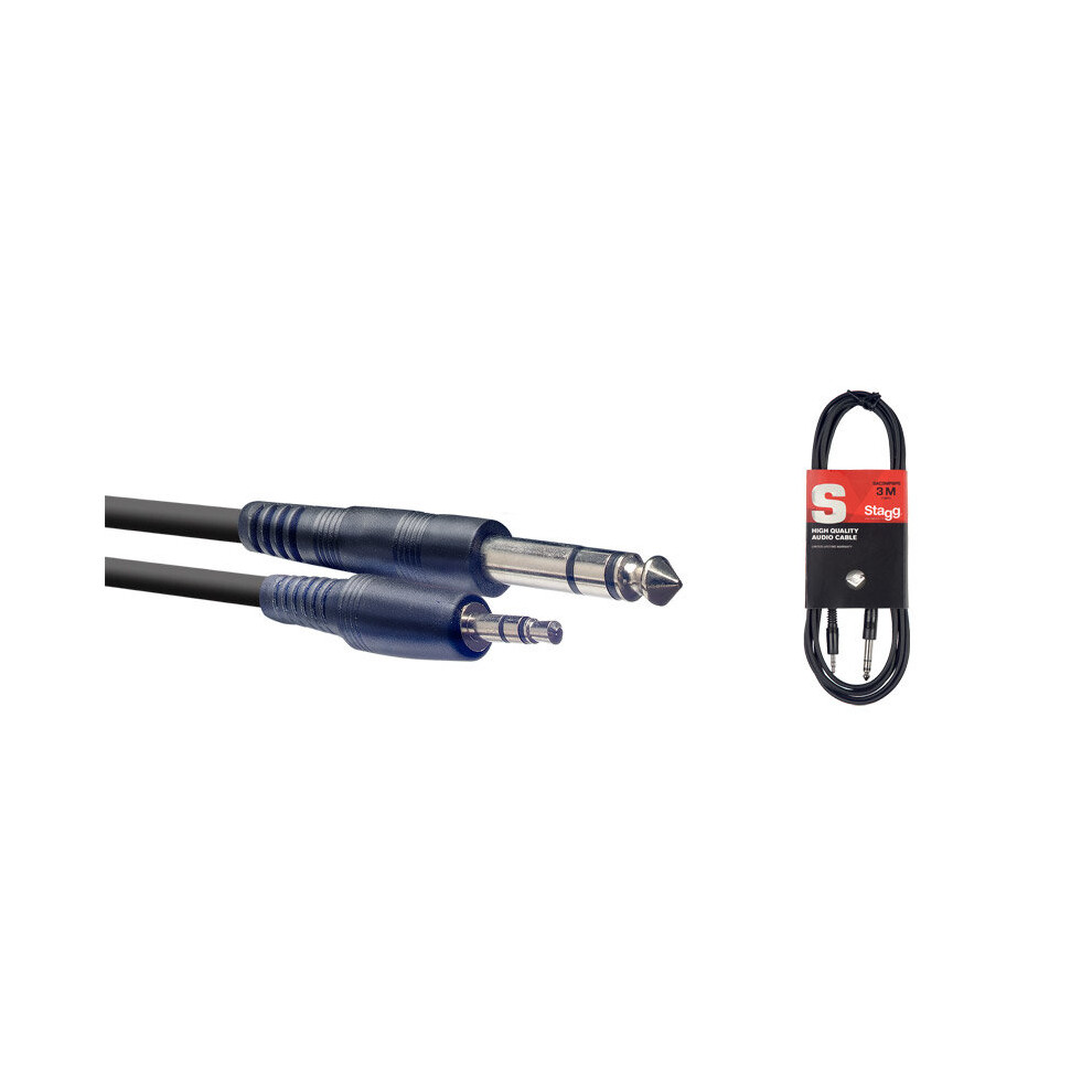 Stagg SAC3MPSPS 3m/10ft Stereo Minijack to 1/4 inch Male Jack Cable