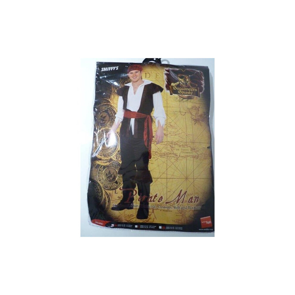 Smiffy's Medium Black & White Men's Pirate Costume - Fancy Dress Mens Outfit Caribbean - Pirate Costume Fancy Dress Mens Outfit Caribbean Buccaneer Adult Jack White,Black