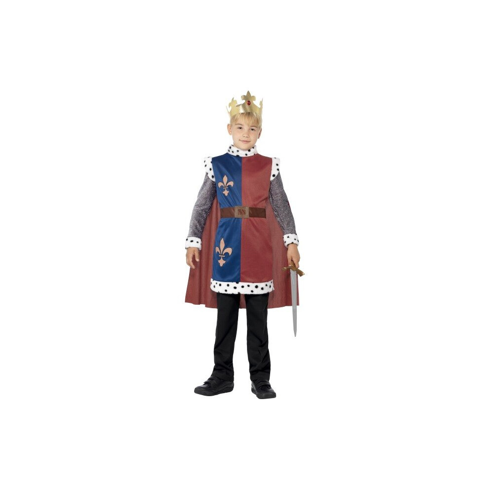 Smiffy's Children's King Arthur Medieval Costume, Tunic, Cape & Crown, Ages - -  king costume arthur fancy dress boys medieval knight book