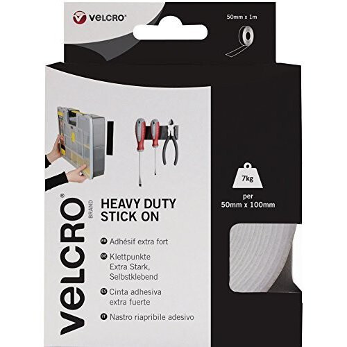 50mmx 1m White Velcro Heavy Duty Stick-on Tape - Stick x 50mm Brand ...