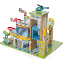 Garage per bambini - LE TOY VAN - Il grande garage - Inclusi auto, elicottero e pompa di benzina - Blu