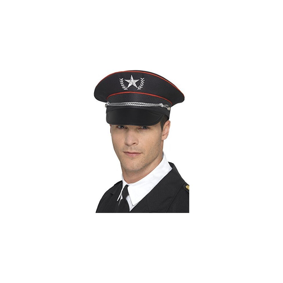 Smiffy's 48042 Deluxe Military Hat, One Size - Hat Mens Fancy Dress - Deluxe Military Hat Mens Fancy Dress Accessory Special Forces Black
