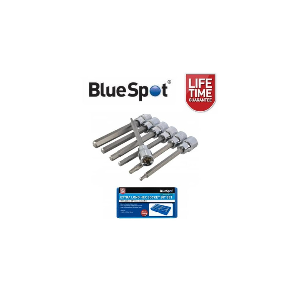 BlueSpot 7 Piece 3/8" Drive Extra Long Hex Socket Bit Set H3 - H10 01516