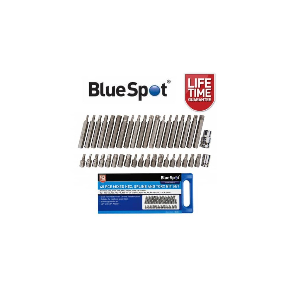BlueSpot 40 Piece Mixed Hex, Spline and Torx Bit Set 01517