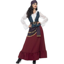 Smiffy's Women's Deluxe Pirate Buccaneer Beauty Costume, Dress, Sash, Bandana & - costume pirate fancy dress deluxe ladies buccaneer beauty outfit