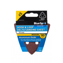 Bluespot 93 mm – 5er-Pack Schleifscheiben Körnung 80 – Delta Schleifscheiben mit Klettverschluss, 6 Loch 6080120 gemischt