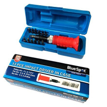 Blue Spot Tools 12064 Impact Driver In Case, Red, Set Of 13 Piece - 12 Tool -  impact 12 driver tool bits case socket 13 soft grip hammer hand