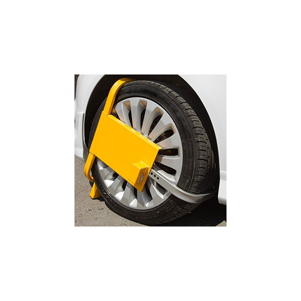 Fort Knox 77095 Heavy Duty Wheel Lock, Yellow - Lock Security Clamp Car Caravan -  fort knox wheel lock heavy duty security clamp car caravan 77095