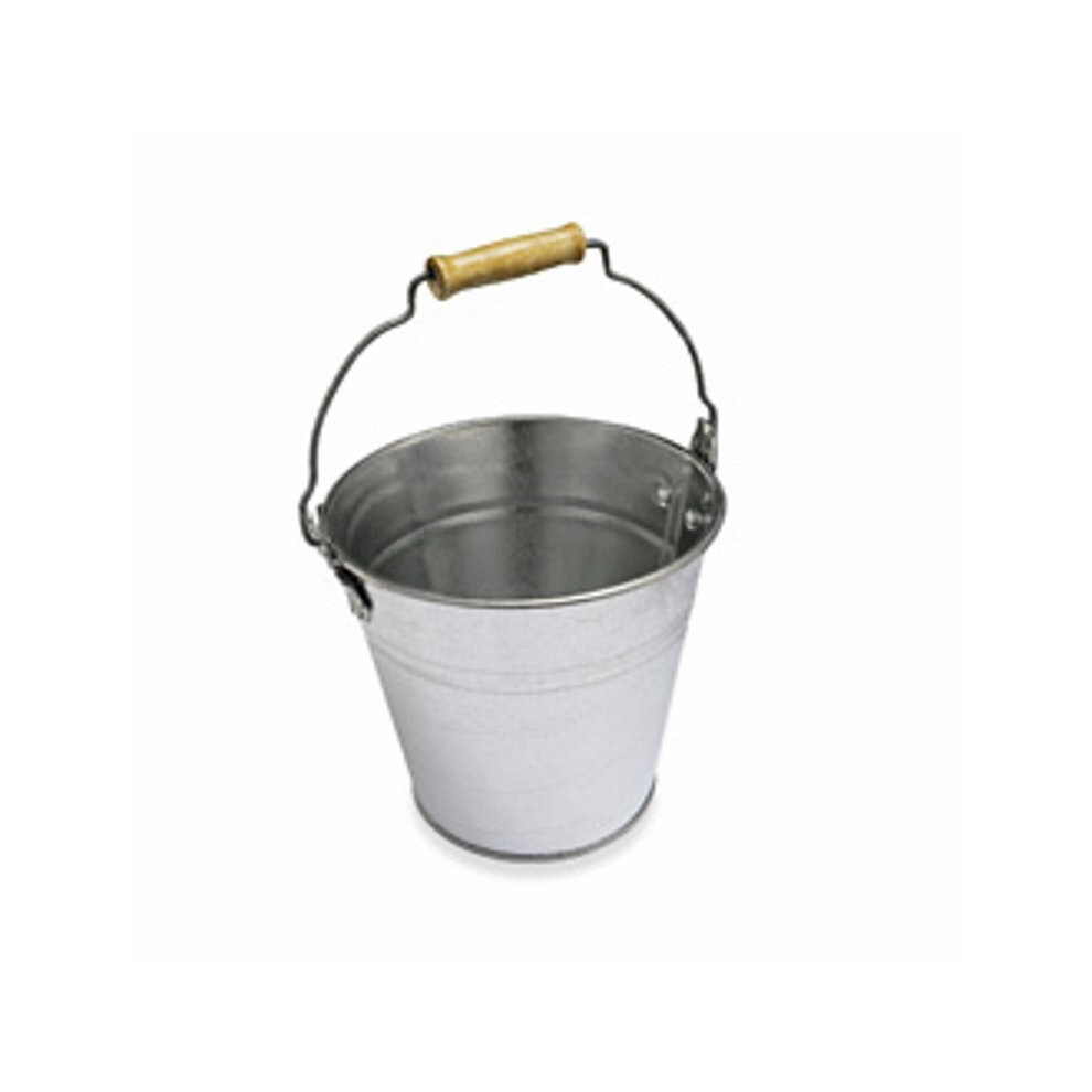 Galvanised 15Cm Bucket Wooden Handle - 5060021848697