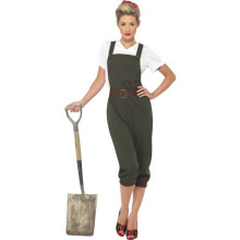 Smiffy's Green Adult Size 16-18 Women's WW2 Land Girl Costume - Fancy Dress -  costume fancy dress ww2 land girl 1940s world war ladies army womens