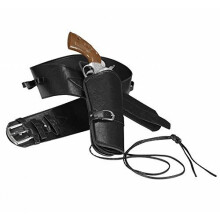 Western Holster Belt - Black - Deluxe Cowboy Single Leather Look Adult Fancy - deluxe cowboy single holster black leather look belt adult western