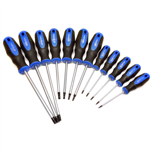 12pc T6 – T45 Torx Screwdriver Set | Cushioned Grip Screwdrivers
