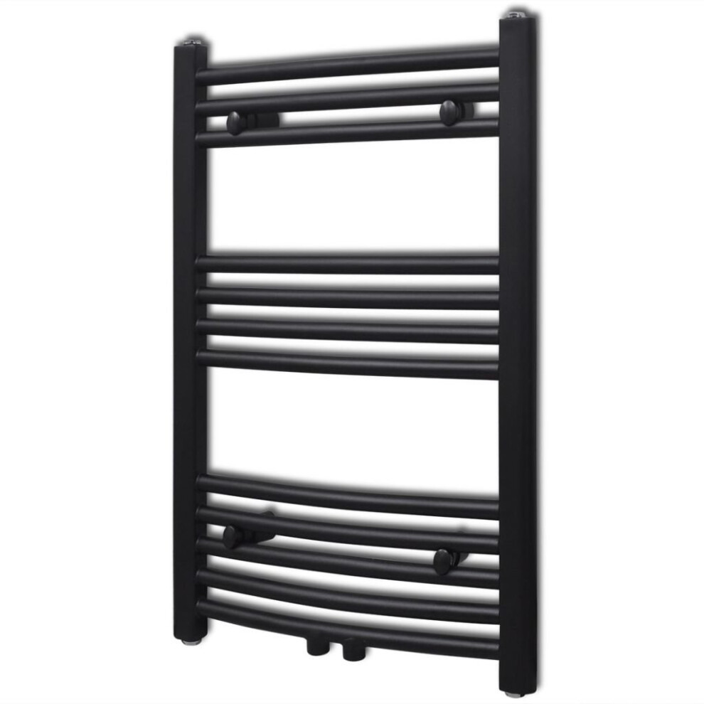 Curved Steel Towel Rail Central Heating Bathroom Radiator Black 500 x 764 mm