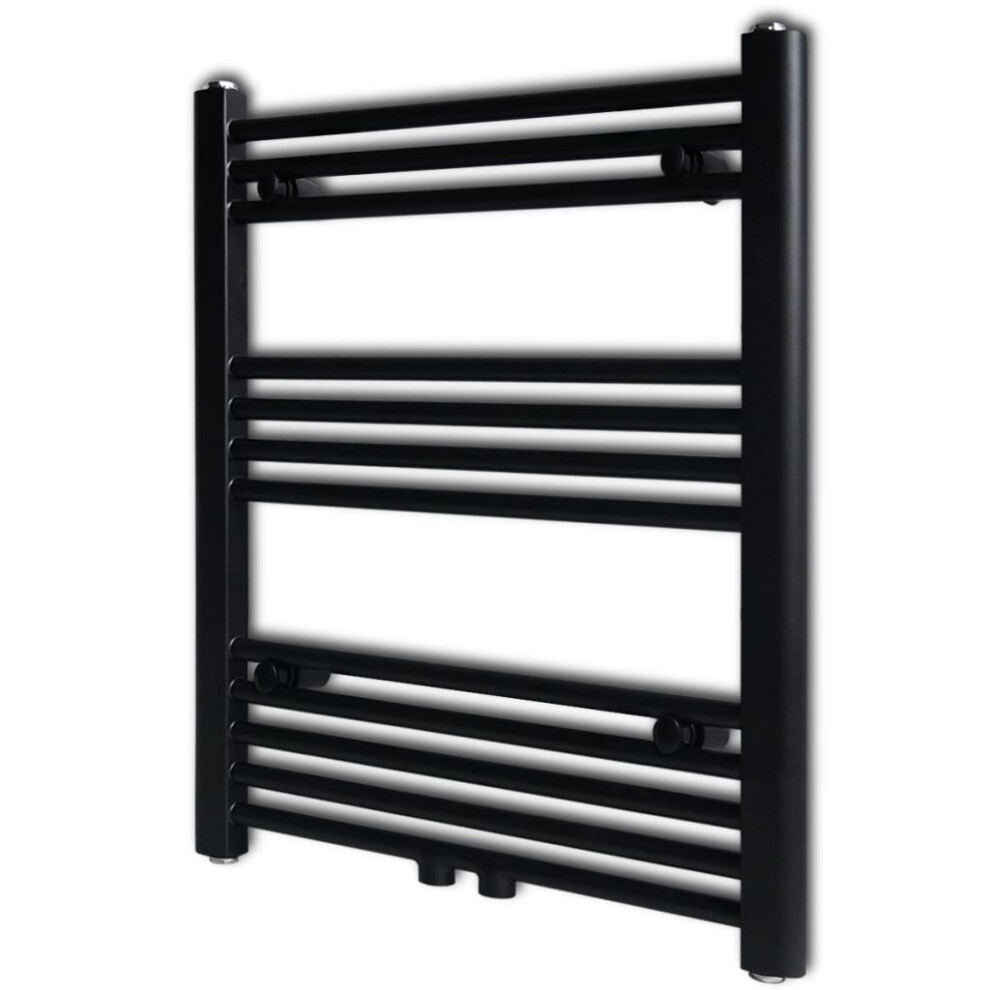 Straight Steel Towel Rail Central Heating Bathroom Radiator Black 600 x 764 mm