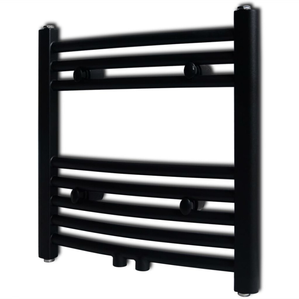 Curved Steel Towel Rail Central Heating Bathroom Radiator Black 480 x 480 mm