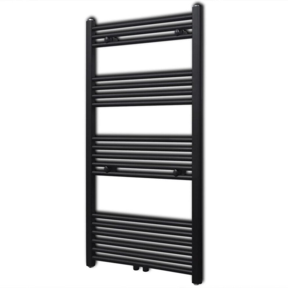 Straight Steel Towel Rail Central Heating Bathroom Radiator Black 600 x 1160 mm