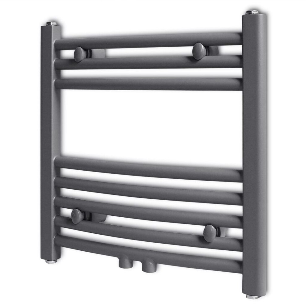 Curved Steel Towel Rail Central Heating Bathroom Radiator Grey 480 X 480 Mm