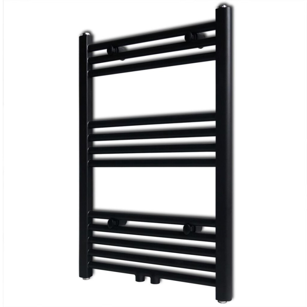 Straight Steel Towel Rail Central Heating Bathroom Radiator Black 500 x 764 mm