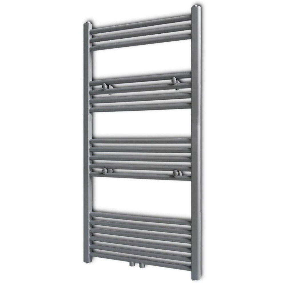 Straight Steel Towel Rail Central Heating Bathroom Radiator Grey 600 x 1160 mm