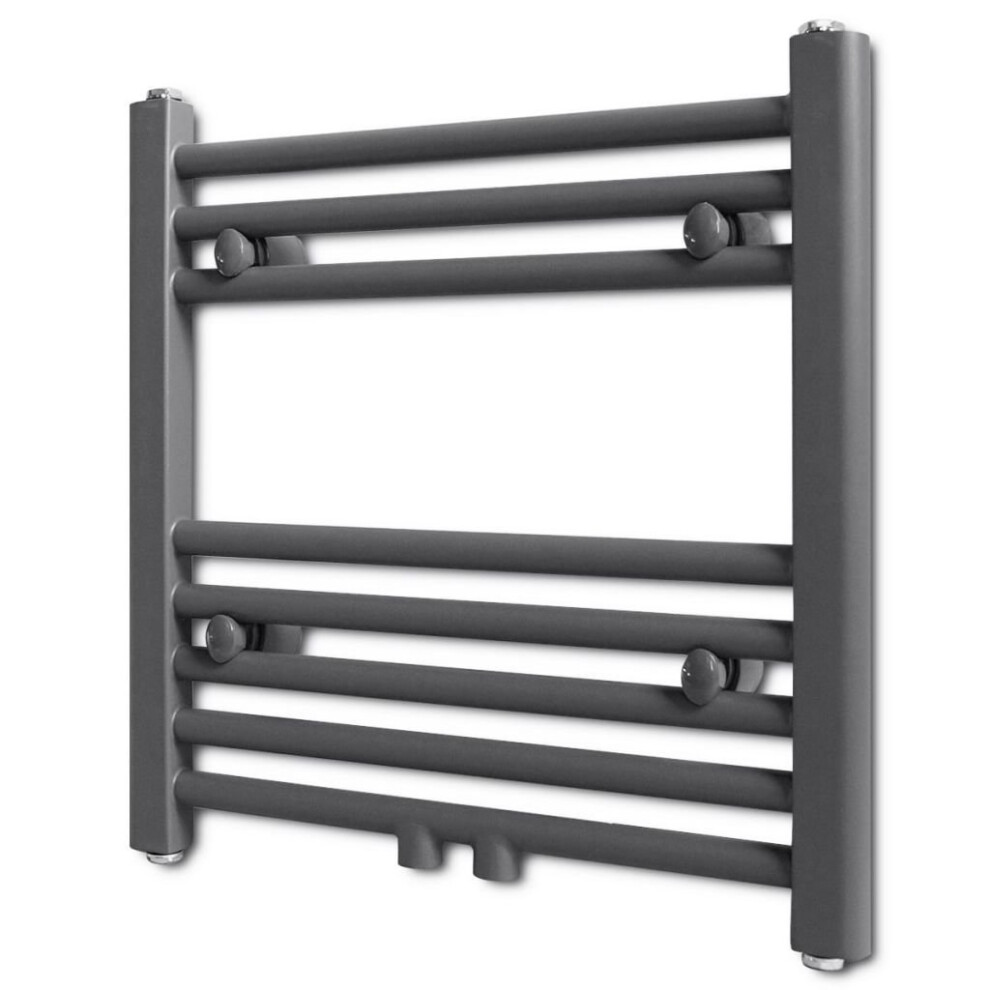 Straight Steel Towel Rail Central Heating Bathroom Radiator Grey 480 x 480 mm