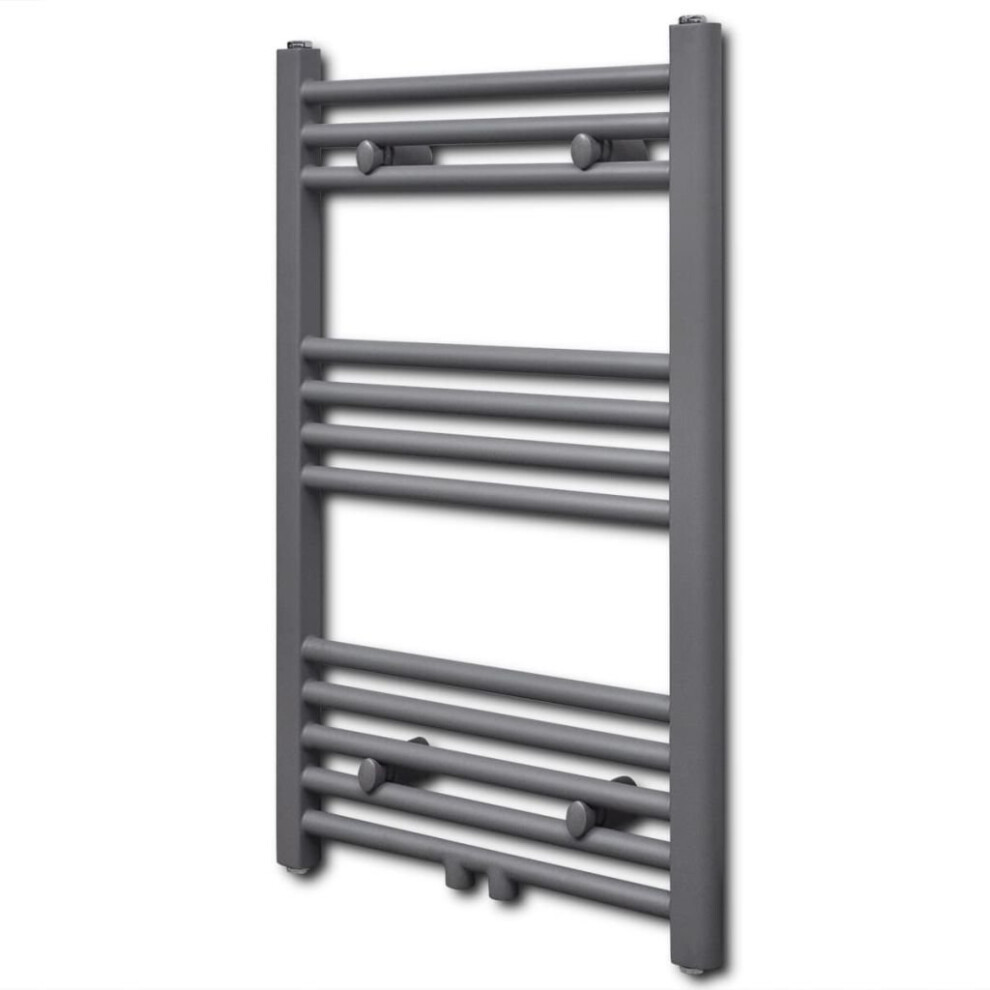 Straight Steel Towel Rail Central Heating Bathroom Radiator Grey 500 x 764 mm