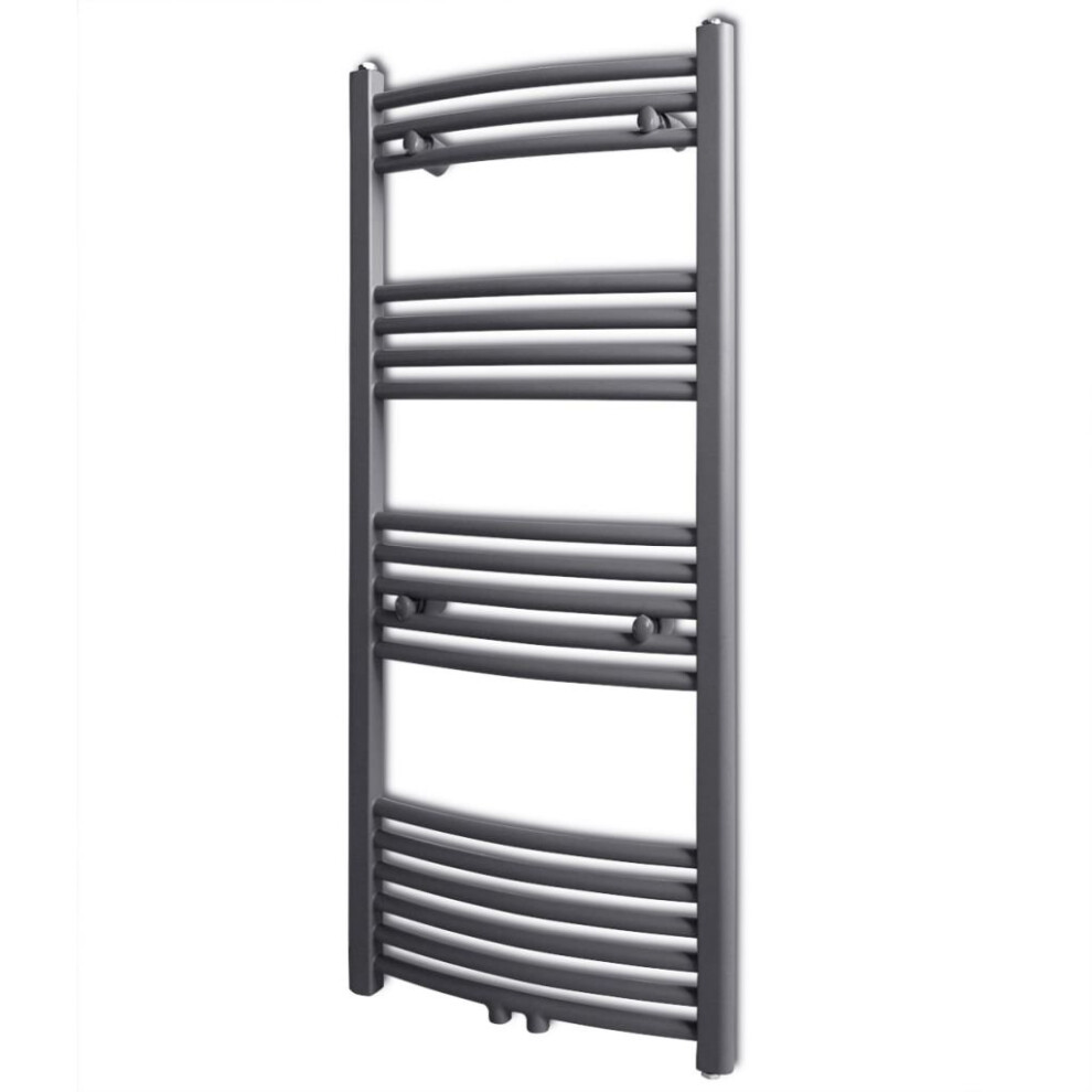 Curved Steel Towel Rail Central Heating Bathroom Radiator Grey 500 x 1160 mm