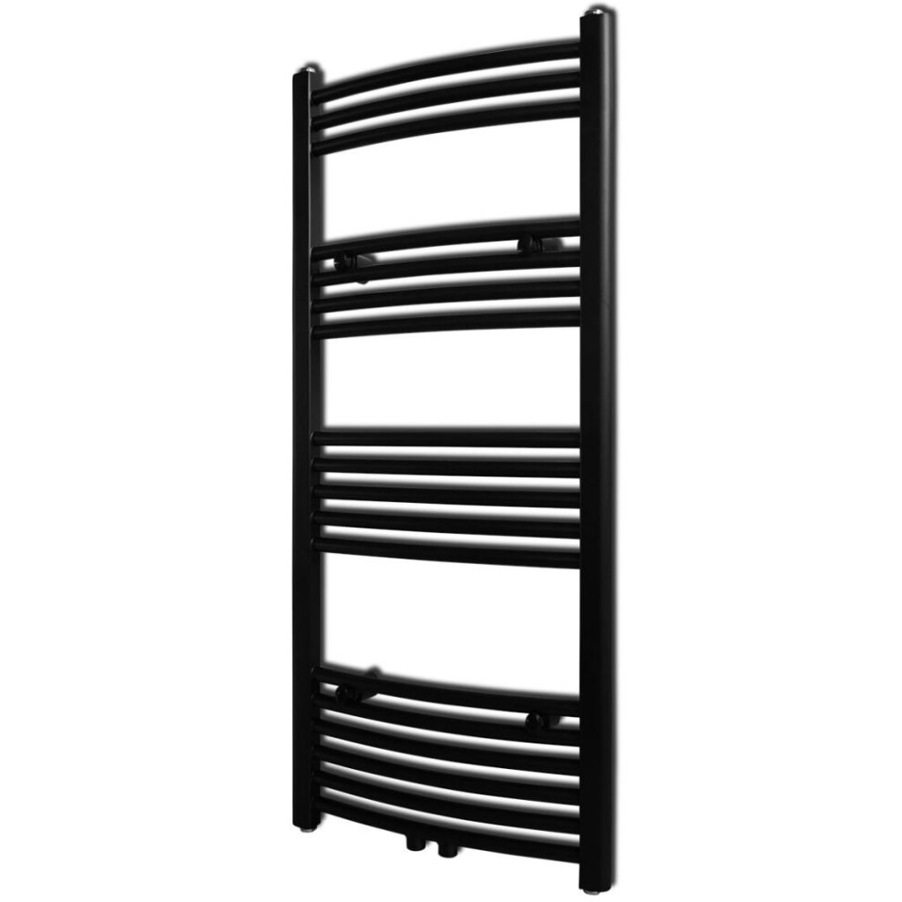 Curved Steel Towel Rail Central Heating Bathroom Radiator Black 500 x 1160 mm