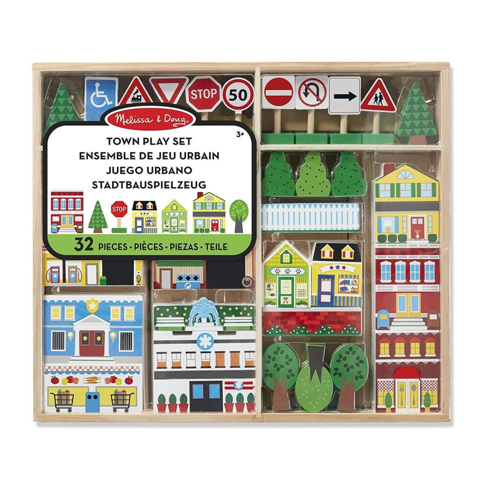 Childrens Melissa and Doug Wooden Town Set - Great Play Set