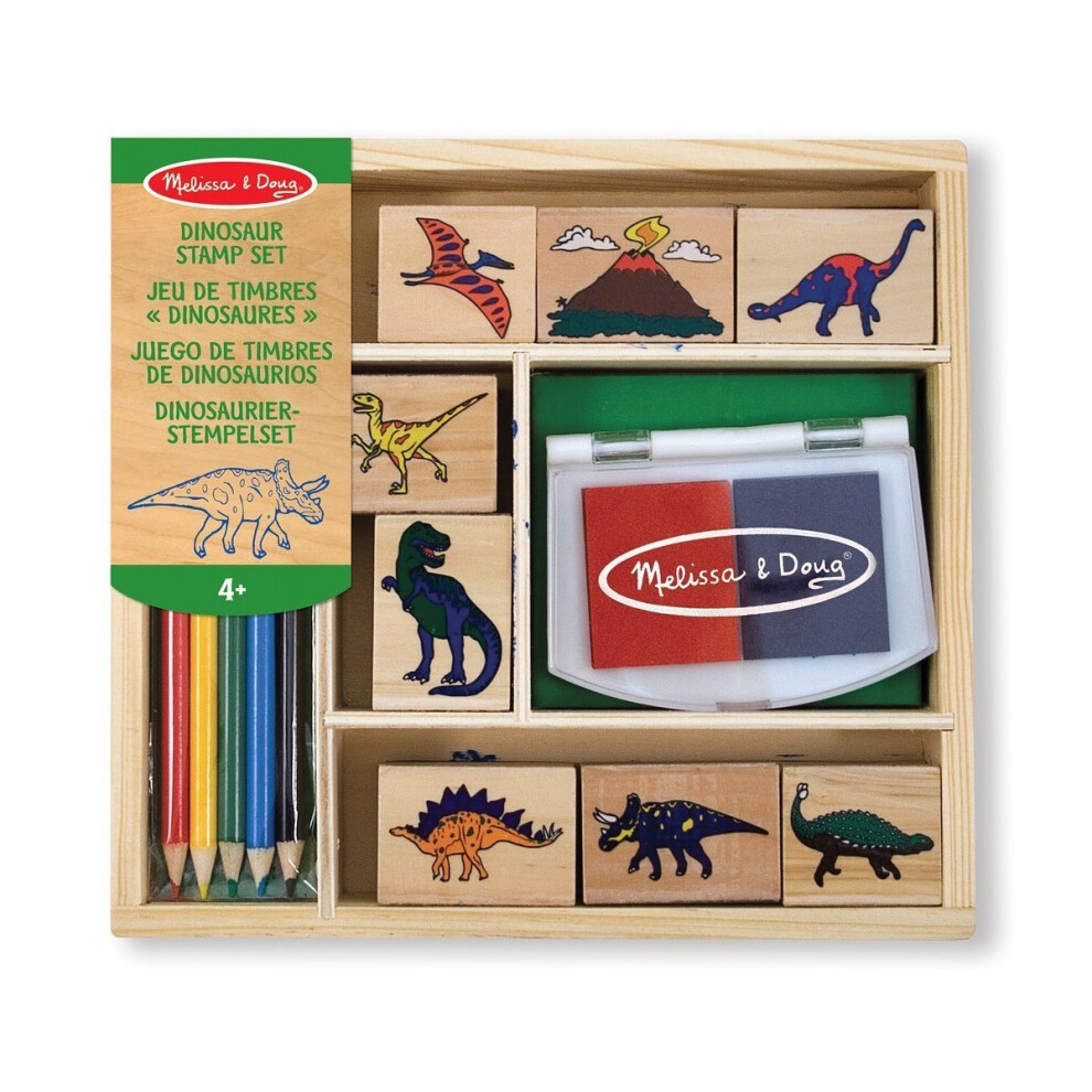 Melissa & Doug Wooden Stamp Set - Dinosaurs