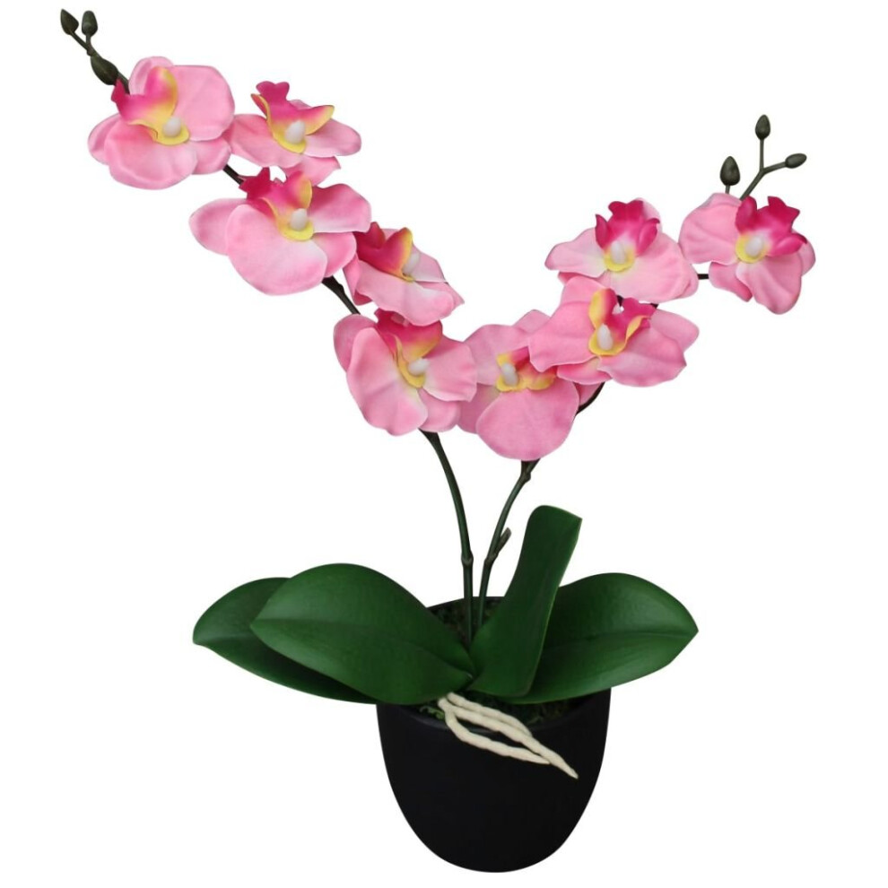 vidaXL Artificial Orchid Plant with Pot 30cm Pink Home Realistic Fake Flower