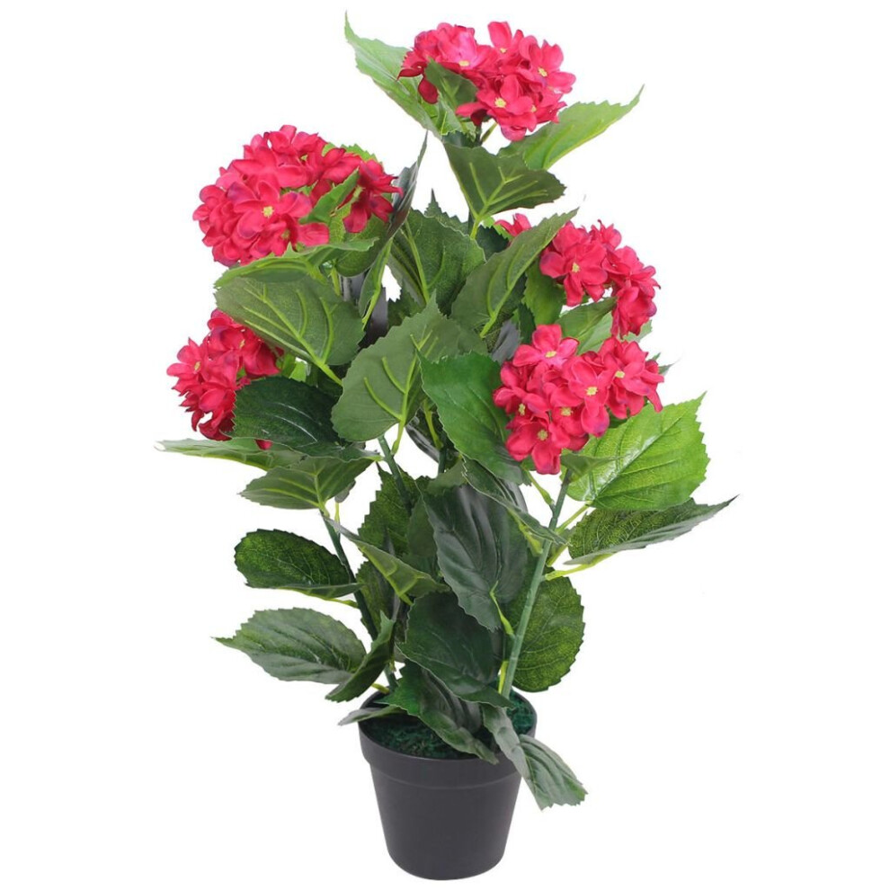 Vidaxl Artificial Hydrangea Plant With Pot 60Cm Realistic Fake Lifelike Red