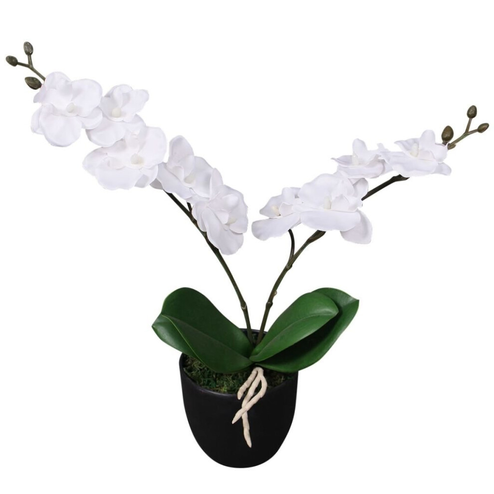 vidaXL Artificial Orchid Plant with Pot 30cm White Realistic Fake Flower Decor