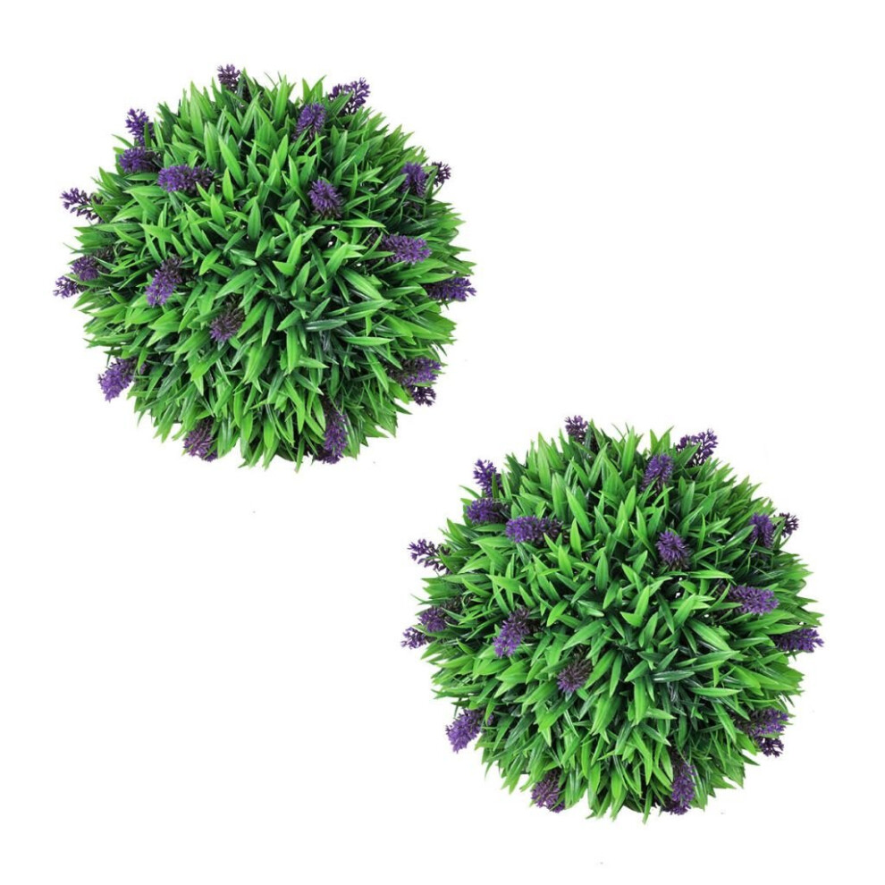 vidaXL 2x Artificial Boxwood Ball with Lavender 30 cm Fake Plant Floral Decor