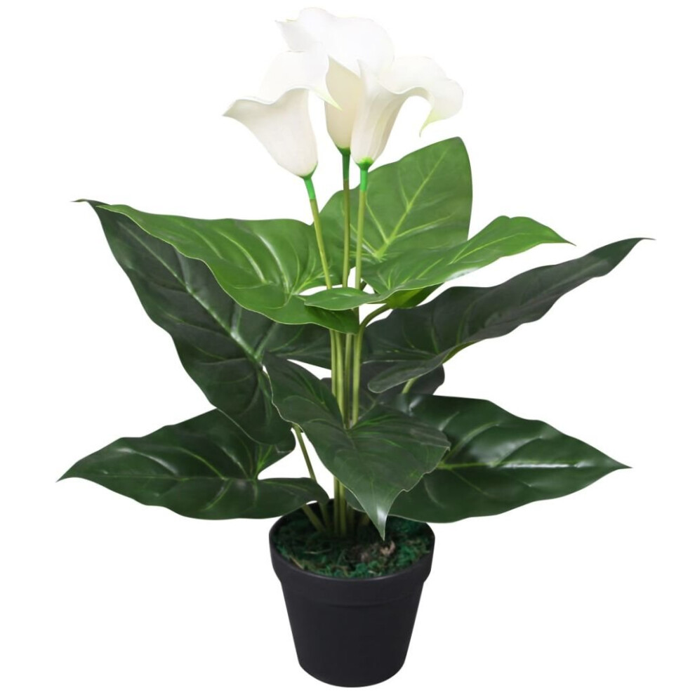 Vidaxl Artificial Calla Lily Plant With Pot 45Cm Realistic Fake Indoor White
