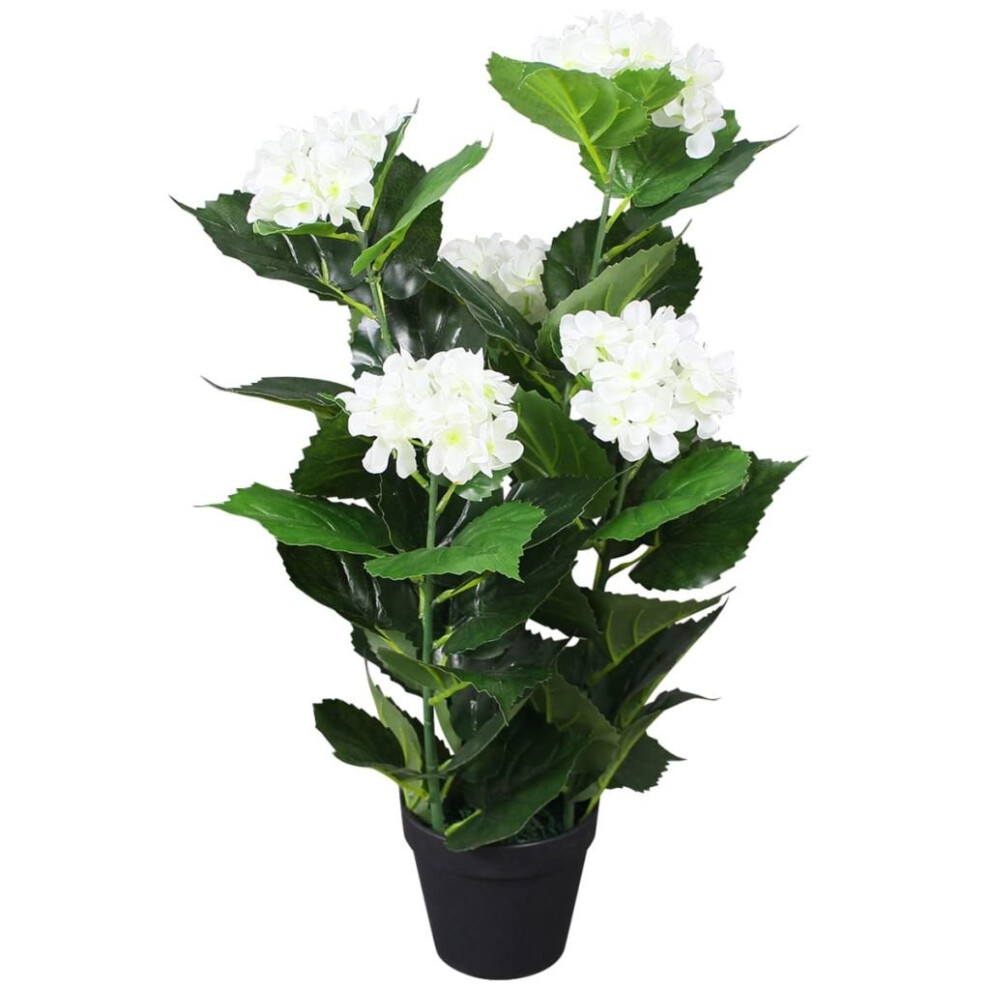 Vidaxl Artificial Hydrangea Plant With Pot 60Cm Realistic Fake Lifelike White