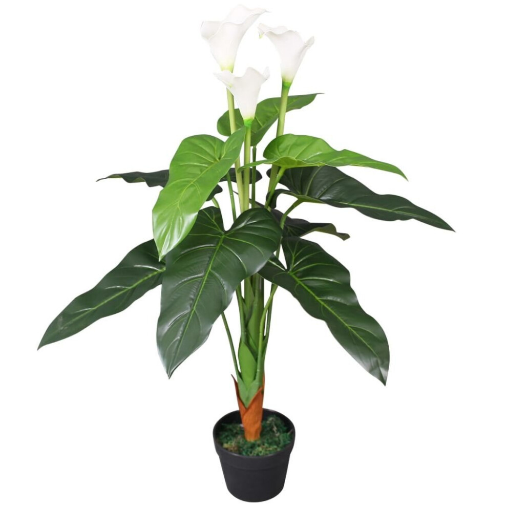 vidaXL Artificial Calla Lily Plant with Pot 85cm White Realistic Fake Indoor