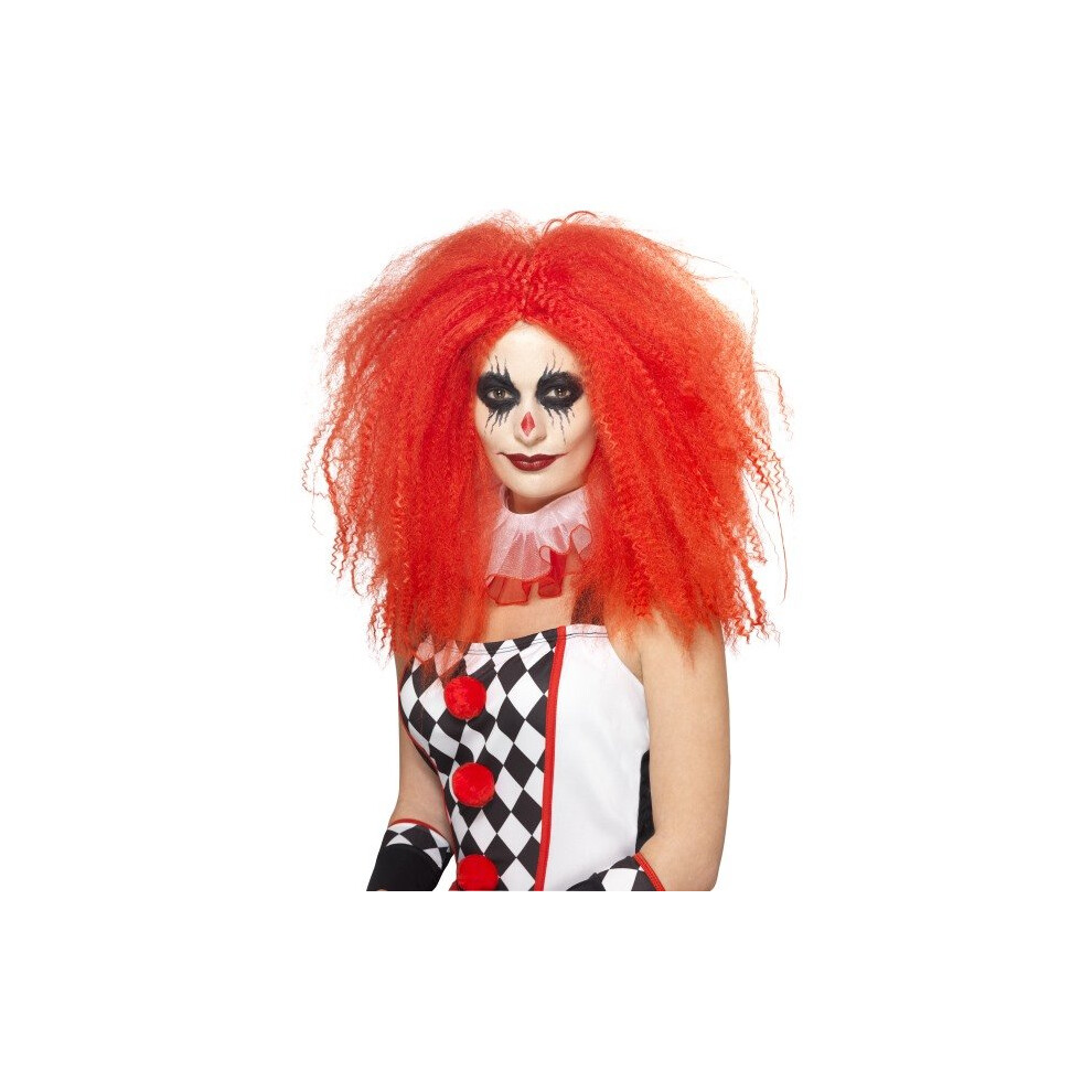 Smiffy's 44741 Crimped Clown Wig (one Size) - Fancy Dress Red Circus Ladies -  wig clown fancy dress red circus crimped ladies halloween adult