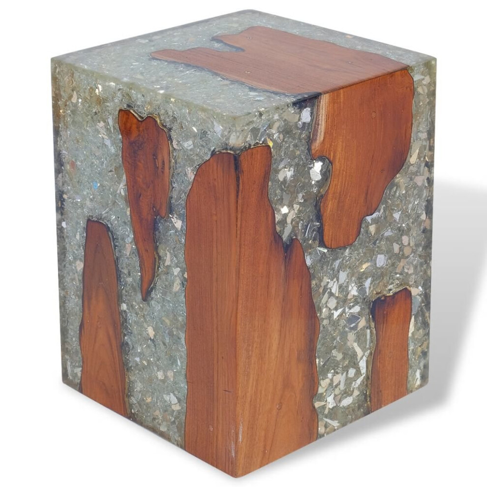 Vidaxl Stool Seat/Footrest/Side Table Furniture Home Teak Resin 30X30x40 Cm