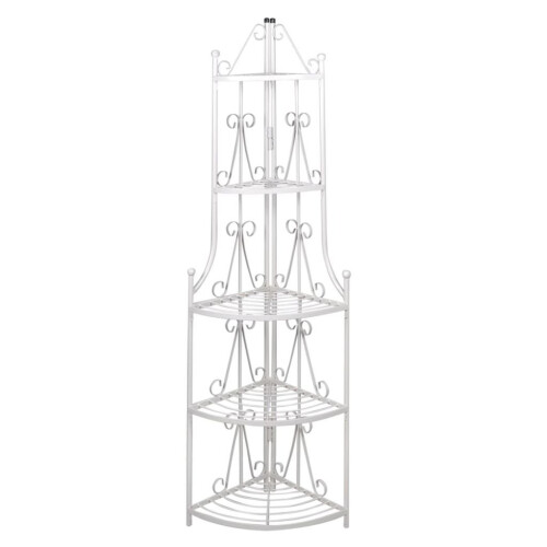 VidaXL Plant Rack Flower Shelf Garden Pot Storage Shelving White Corner Shop Display