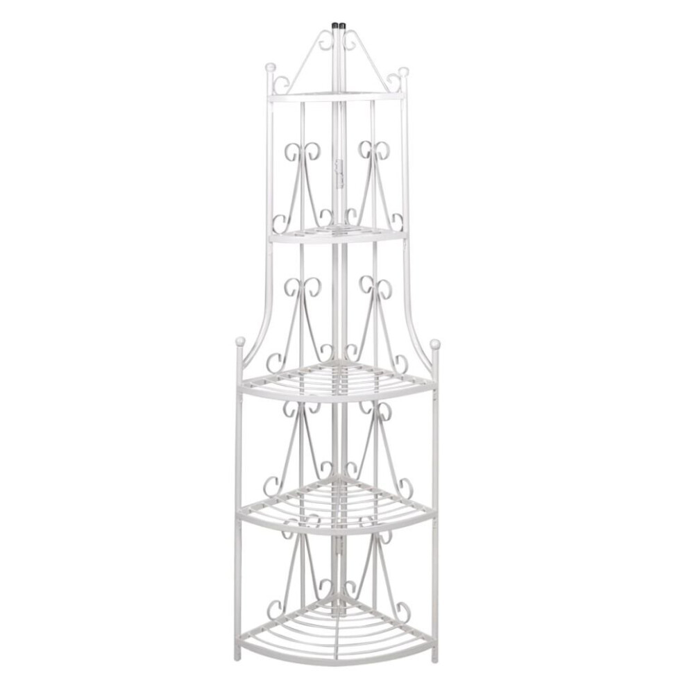Plant Rack Flower Shelf Garden Pot Storage Shelving White Corner Shop Display
